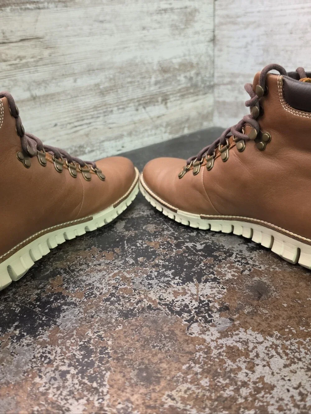 Mens Cole Haan Zerogrand Hiker Boots Sz 8.5 Used Brown Leather